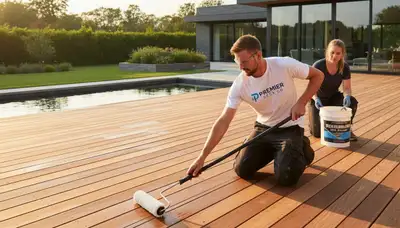 Chicago Paint Pros applying deck sealing in Chicago, IL to protect wood from weather damage