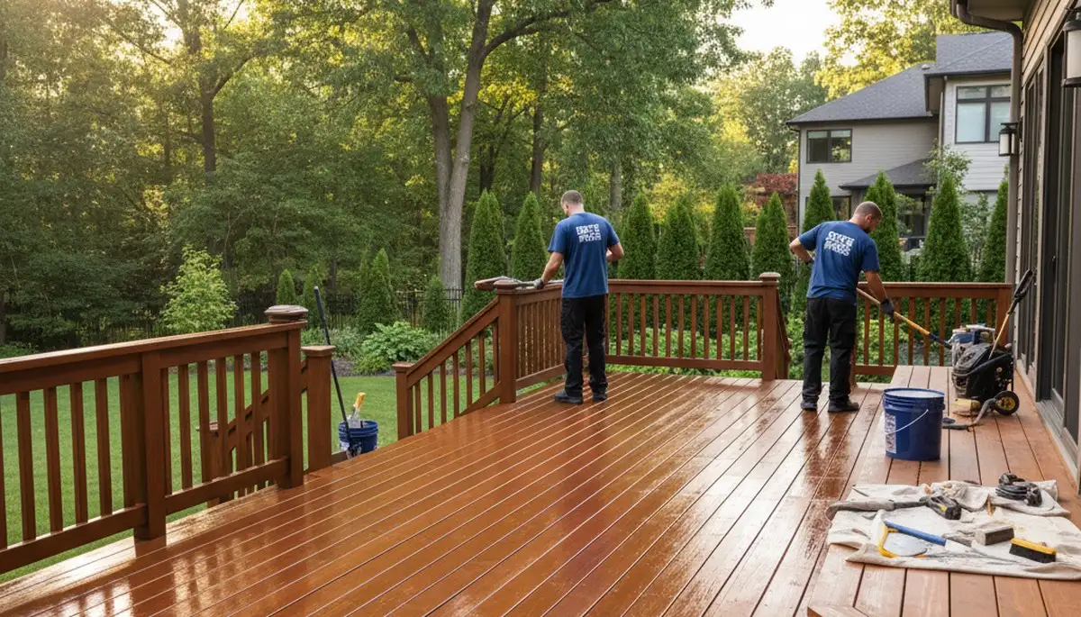 Chicago, IL deck staining by Chicago Paint Pros for durable wood protection and rich finish