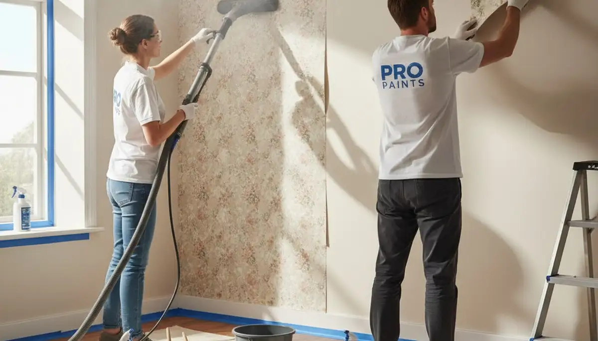 Chicago wallpaper removal service preparing walls for paint in a Chicago, IL home